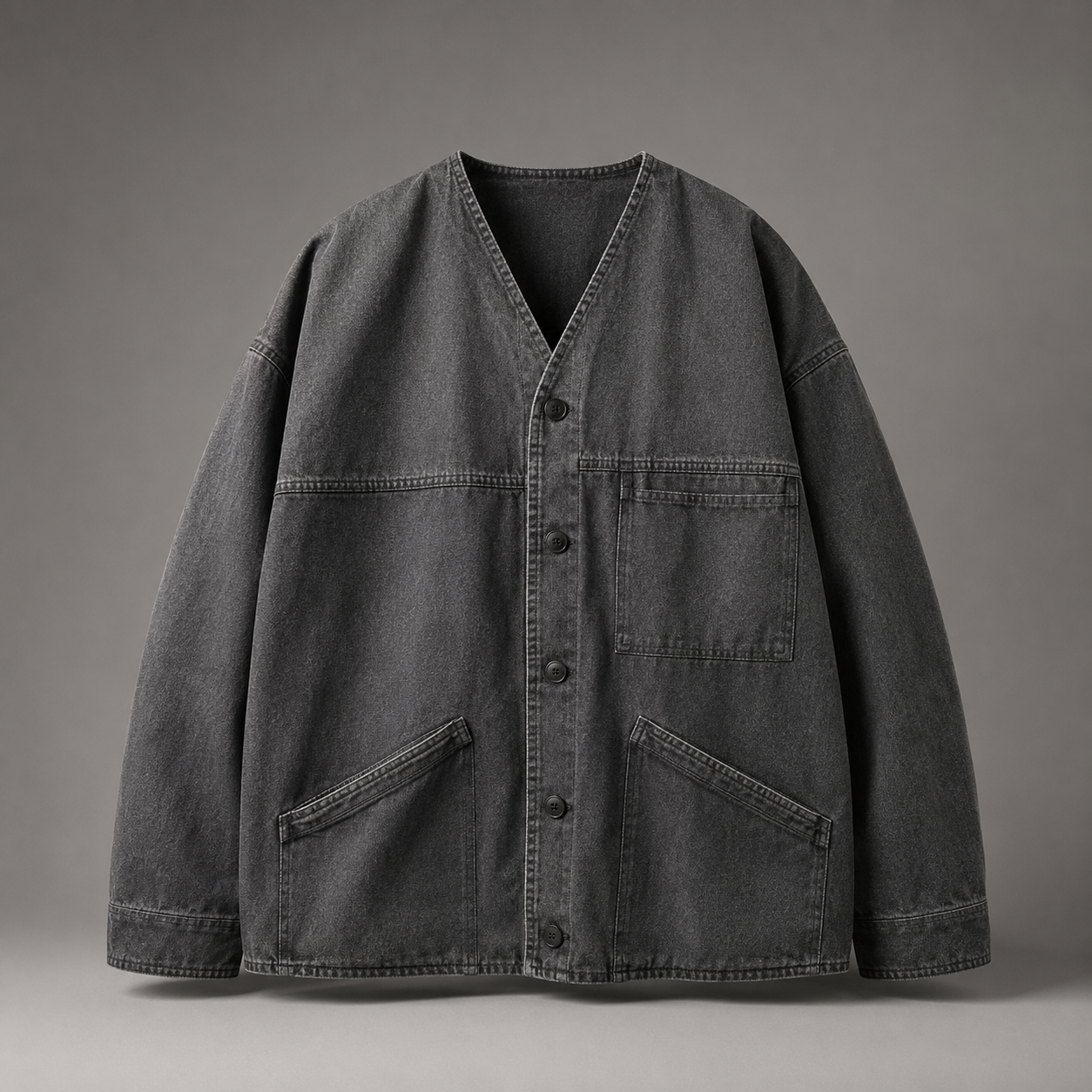 Washed Denim Utility Cardigan Jacket