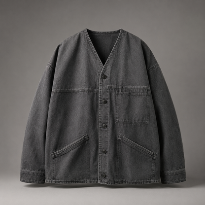 Washed Denim Utility Cardigan Jacket