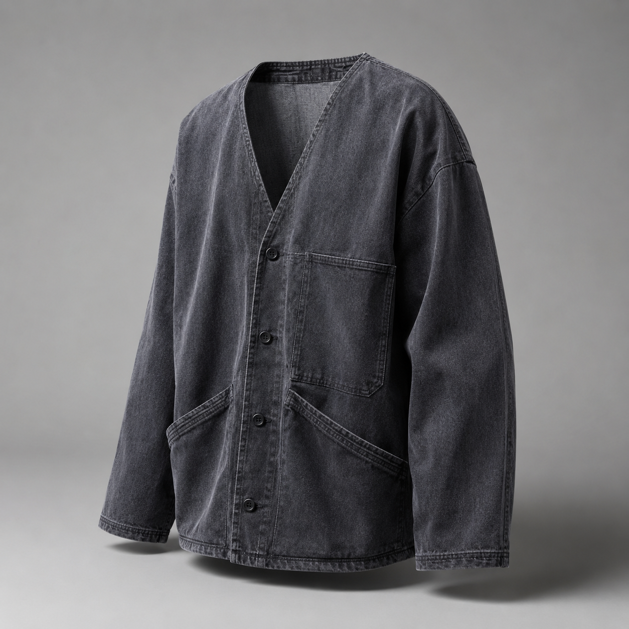 Washed Denim Utility Cardigan Jacket